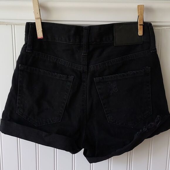 🆕️ AEROPOSTALE 000 Mom Short 3.25" Black Distressed Real Original Denim - Picture 5 of 10